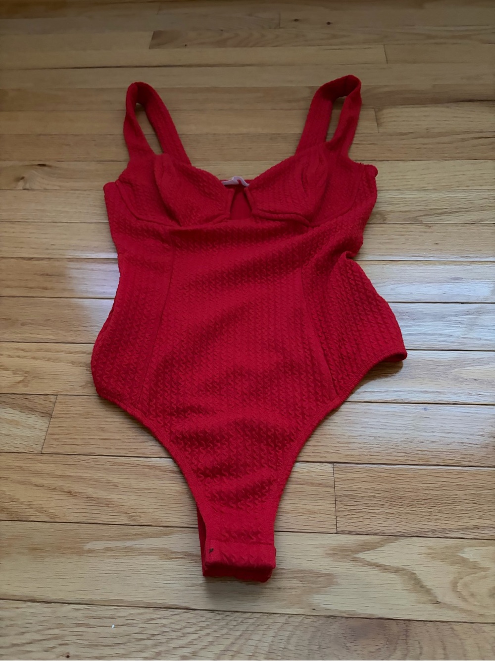Astr Textured Red One-Piece Body Suit, Size Small